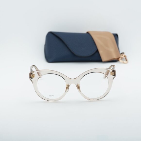 NEW Loewe LW50074F Rounded Transparent Eyeglasses Frames Loewe LW50074F 057 Cat Eye Eyeglasses - Transparent Brown 50mm main image 4